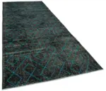 Modern Halı- Siyah Pamuk Üzerine Yün El Dokuma Halı-147x400 - Görsel 2