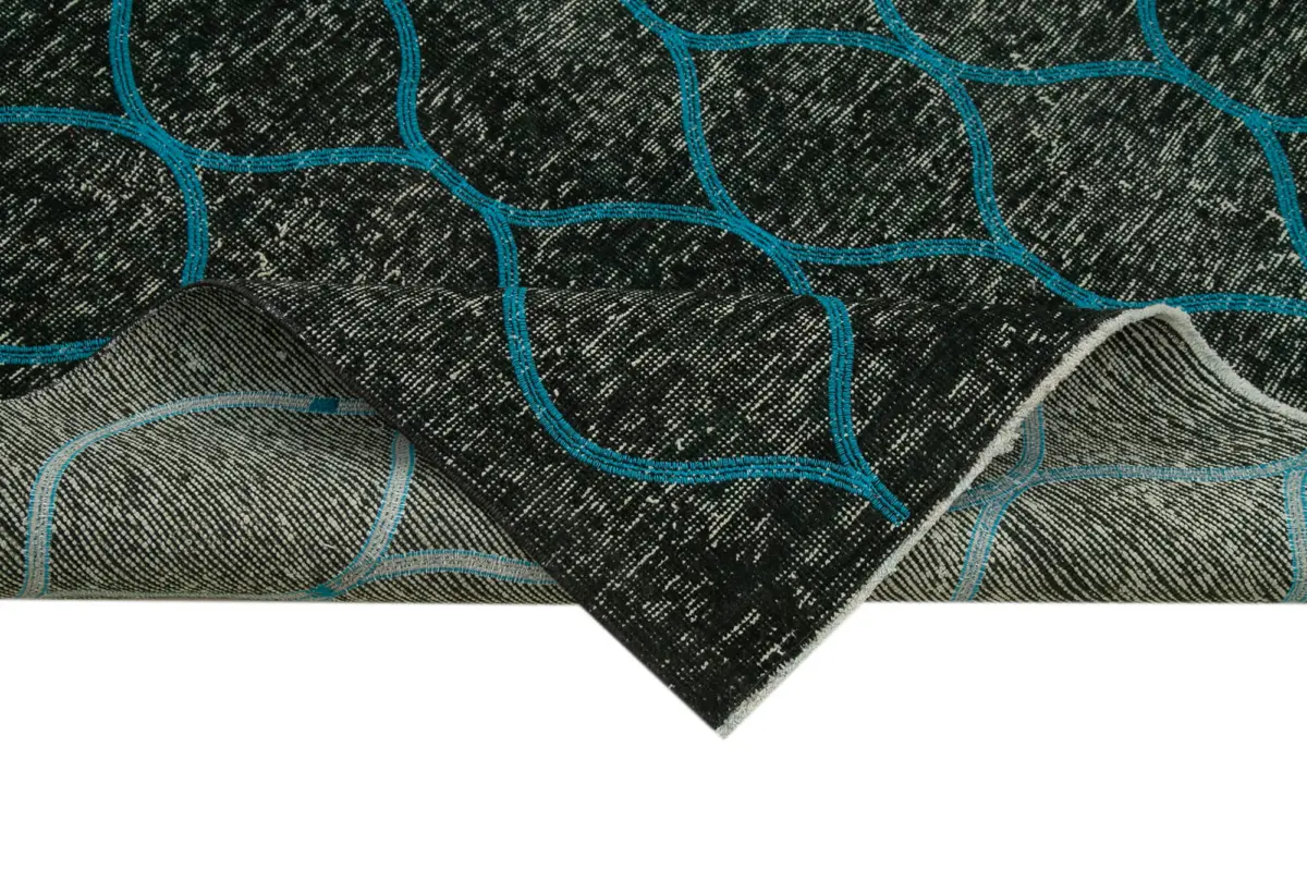 Modern Halı- Siyah Pamuk Üzerine Yün El Dokuma Halı-148x364 - Görsel 6