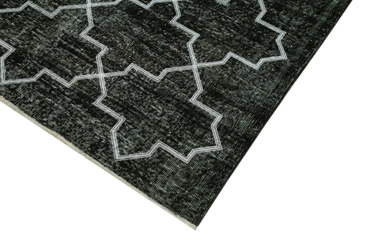 Modern Halı- Siyah Pamuk Üzerine Yün El Dokuma Halı-143x370 - Görsel 4