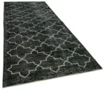 Modern Halı- Siyah Pamuk Üzerine Yün El Dokuma Halı-146x376 - Görsel 2