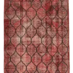 Modern Halı- Kırmızı Pamuk Üzerine Yün El Dokuma Halı-141x386