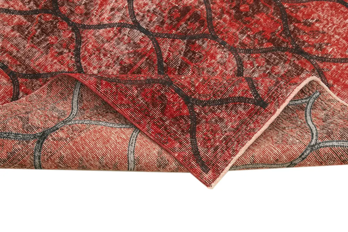 Modern Halı- Kırmızı Pamuk Üzerine Yün El Dokuma Halı-141x386 - Görsel 6