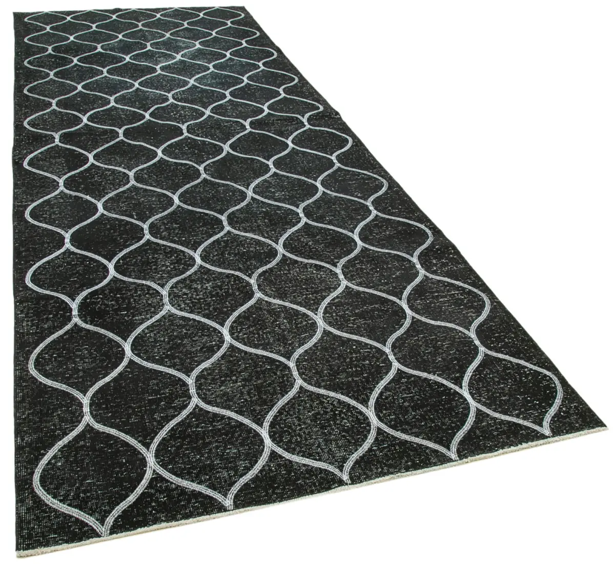 Modern Halı- Siyah Pamuk Üzerine Yün El Dokuma Halı-145x396 - Görsel 2