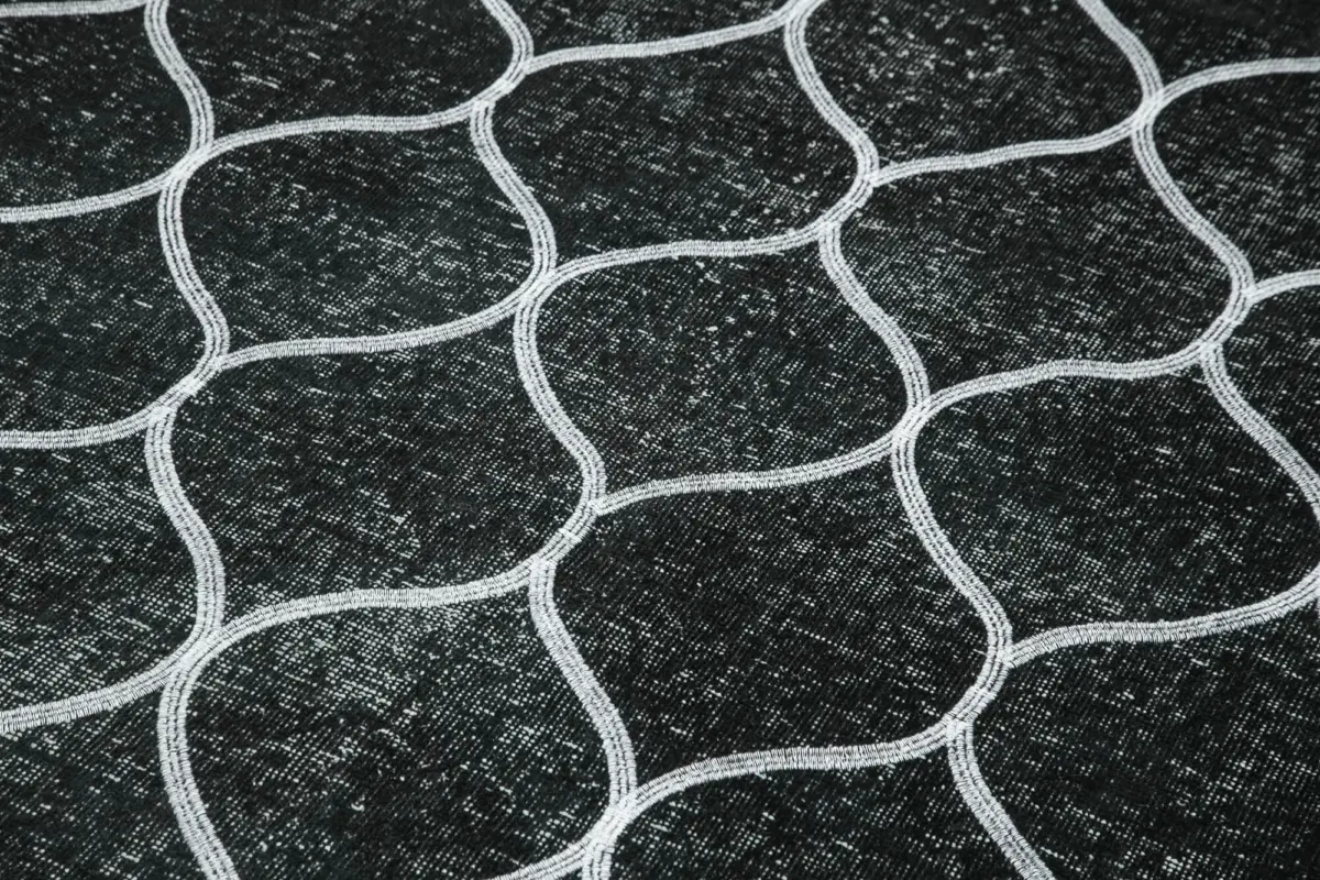 Modern Halı- Siyah Pamuk Üzerine Yün El Dokuma Halı-145x396 - Görsel 5