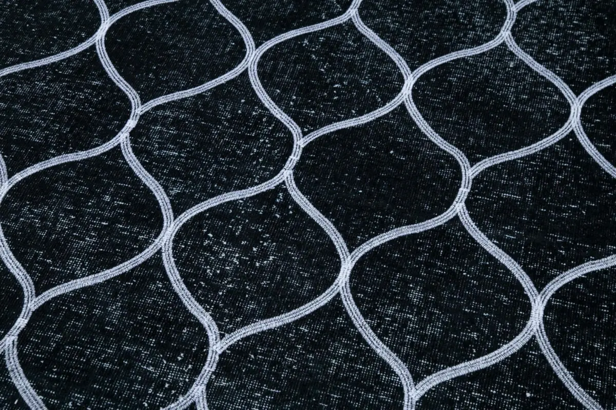 Modern Halı- Siyah Pamuk Üzerine Yün El Dokuma Halı-145x396 - Görsel 7