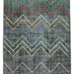 Modern Halı- Siyah Pamuk Üzerine Yün El Dokuma Halı-147x370