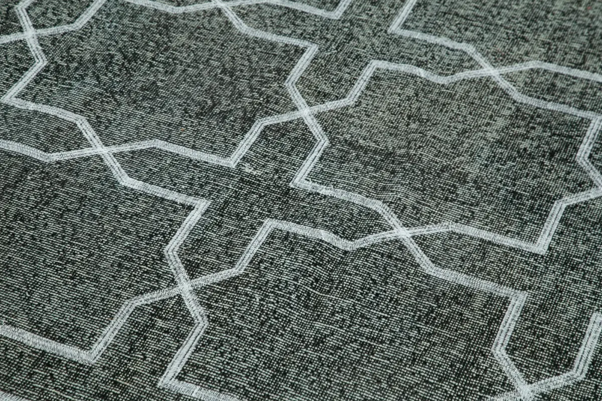 Modern Halı- Siyah Pamuk Üzerine Yün El Dokuma Halı-140x408 - Görsel 5