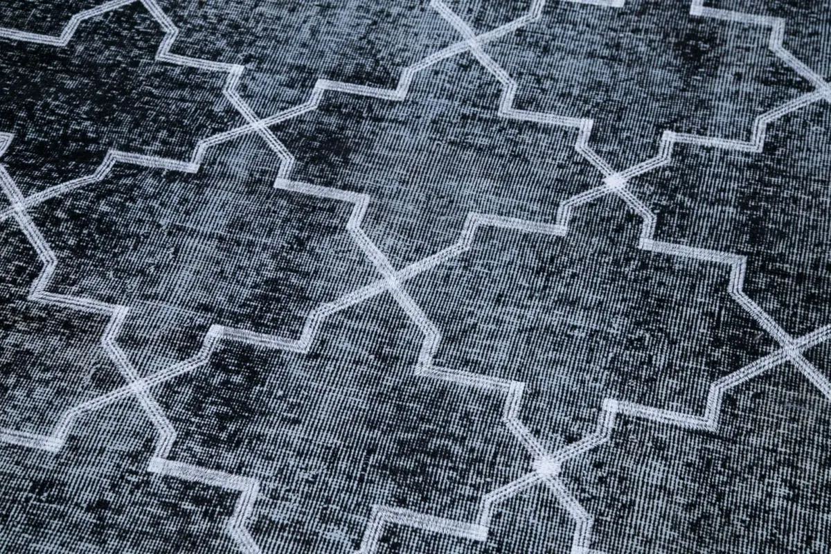 Modern Halı- Siyah Pamuk Üzerine Yün El Dokuma Halı-145x383 - Görsel 7