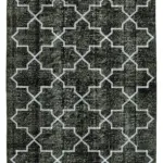 Modern Halı- Siyah Pamuk Üzerine Yün El Dokuma Halı-142x352