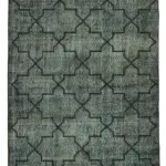 Modern Halı- Siyah Pamuk Üzerine Yün El Dokuma Halı-142x365