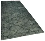 Modern Halı- Siyah Pamuk Üzerine Yün El Dokuma Halı-142x365 - Görsel 2