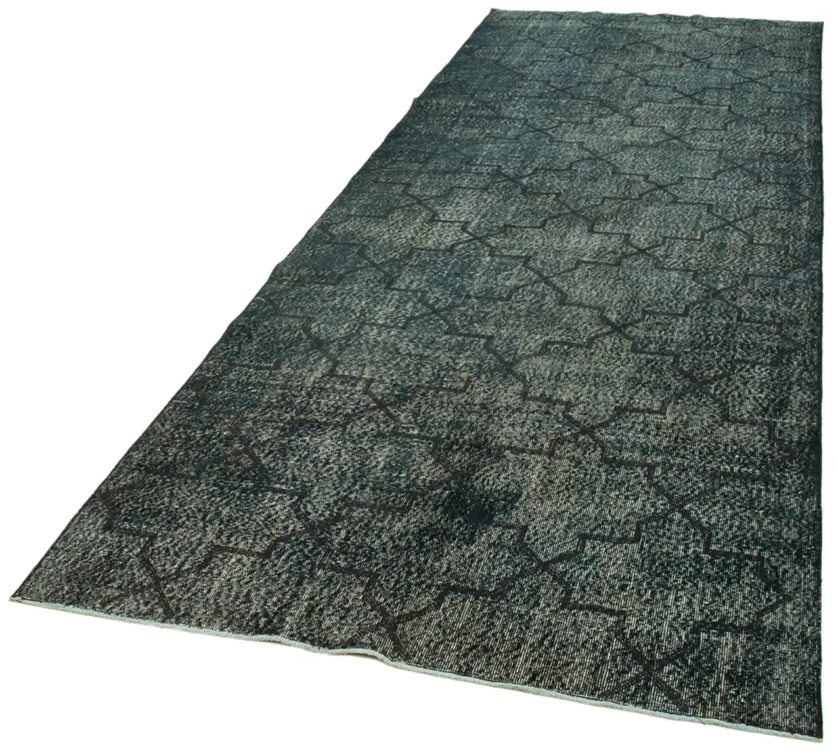 Modern Halı- Siyah Pamuk Üzerine Yün El Dokuma Halı-142x365 - Görsel 3