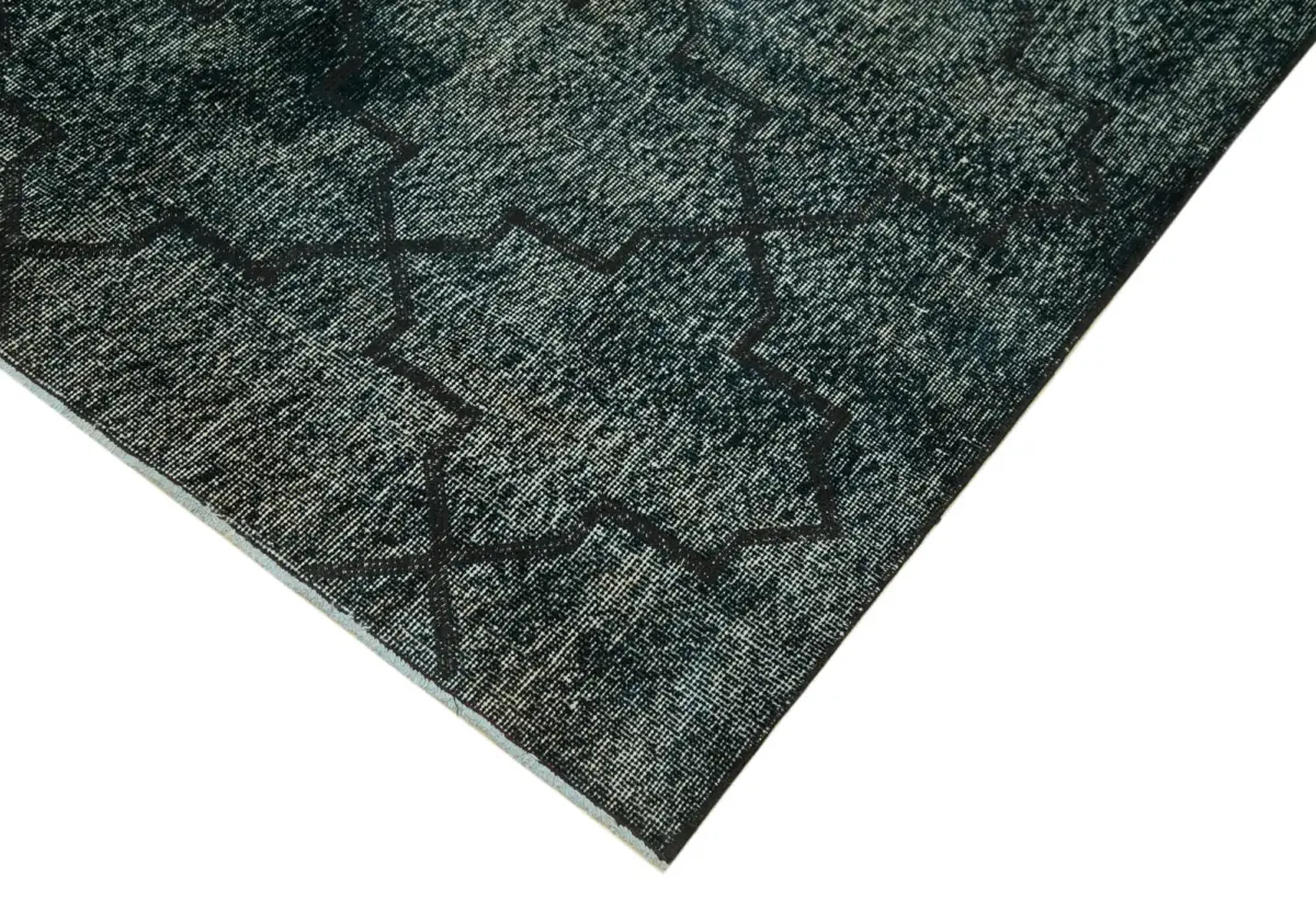 Modern Halı- Siyah Pamuk Üzerine Yün El Dokuma Halı-142x365 - Görsel 4