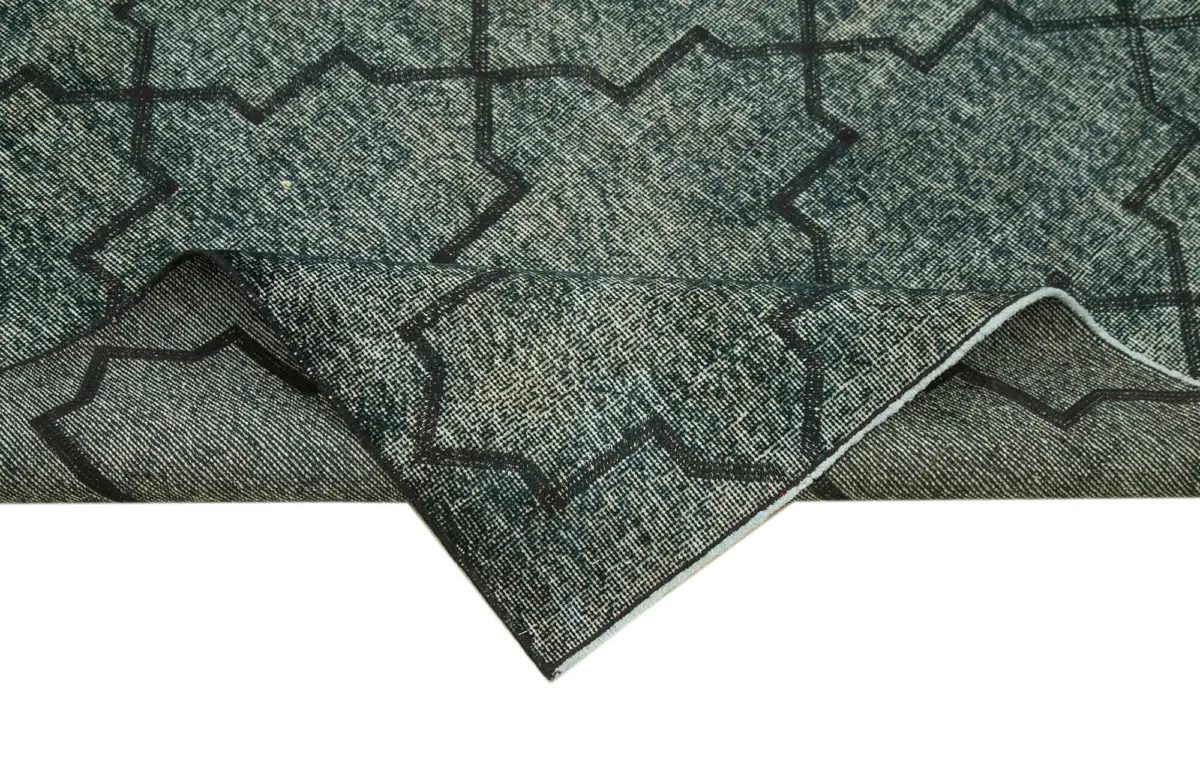 Modern Halı- Siyah Pamuk Üzerine Yün El Dokuma Halı-142x365 - Görsel 6