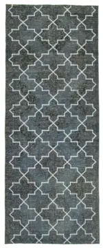 Modern Halı- Gri Pamuk Üzerine Yün El Dokuma Halı-144x374