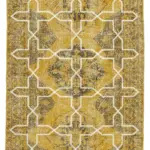 Modern Halı- Sarı Pamuk Üzerine Yün El Dokuma Halı-145x387