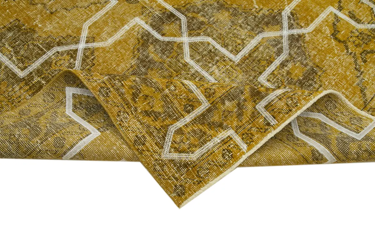 Modern Halı- Sarı Pamuk Üzerine Yün El Dokuma Halı-145x387 - Görsel 6