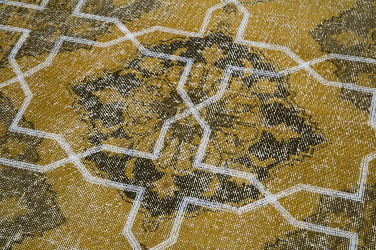 Modern Halı- Sarı Pamuk Üzerine Yün El Dokuma Halı-145x387 - Görsel 7