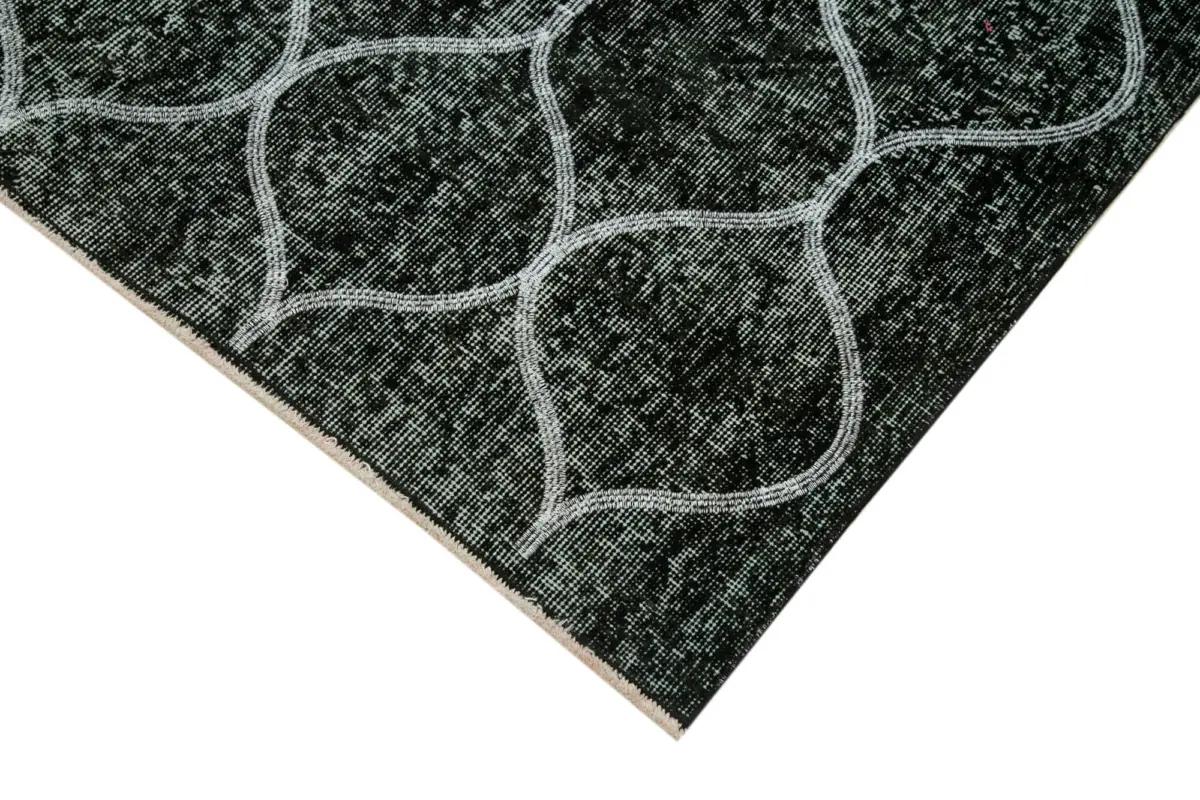 Modern Halı- Siyah Pamuk Üzerine Yün El Dokuma Halı-145x385 - Görsel 4