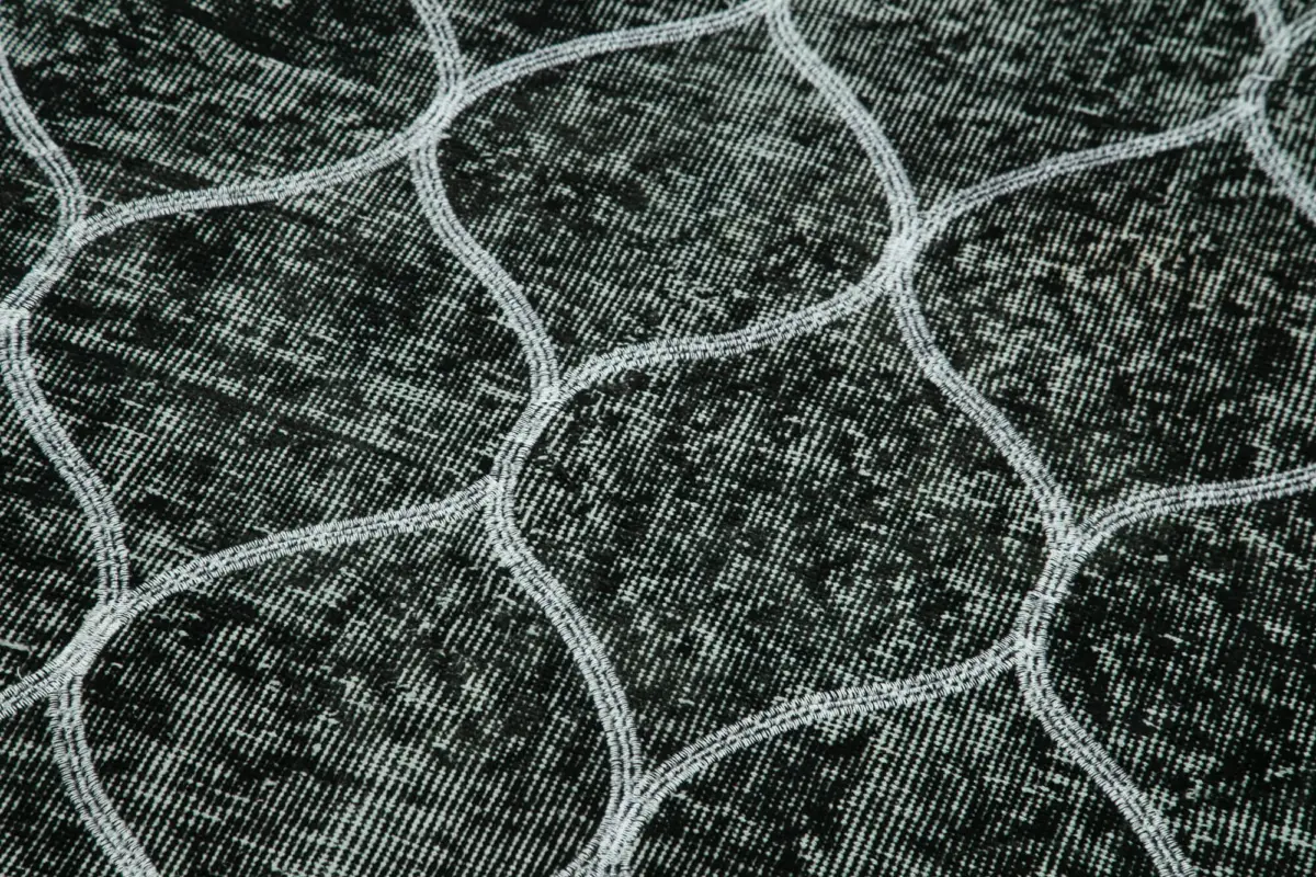 Modern Halı- Siyah Pamuk Üzerine Yün El Dokuma Halı-145x385 - Görsel 5