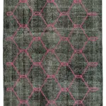 Modern Halı- Siyah Pamuk Üzerine Yün El Dokuma Halı-155x420