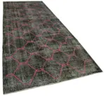 Modern Halı- Siyah Pamuk Üzerine Yün El Dokuma Halı-155x420 - Görsel 2