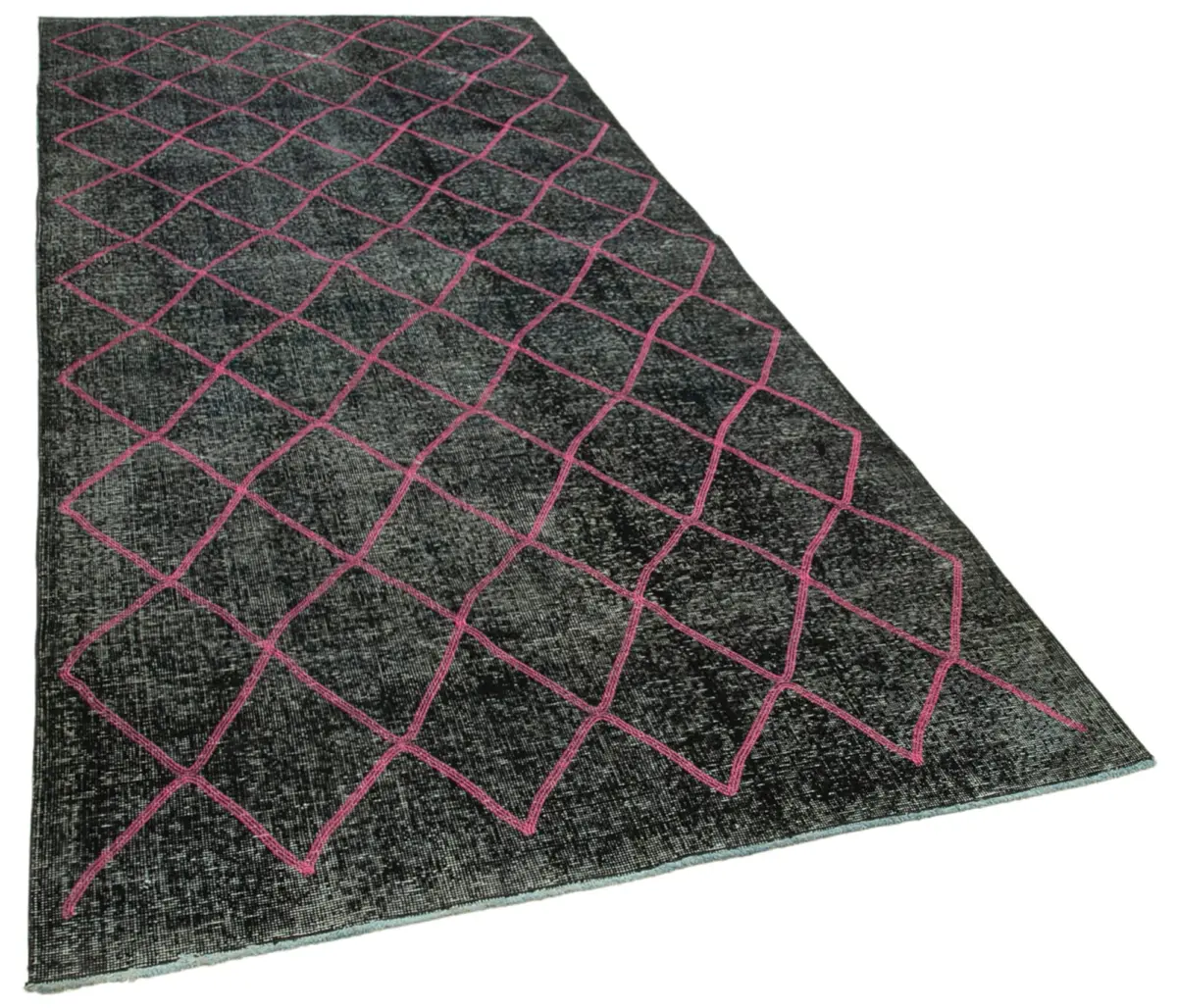 Modern Halı- Siyah Pamuk Üzerine Yün El Dokuma Halı-148x352 - Görsel 2