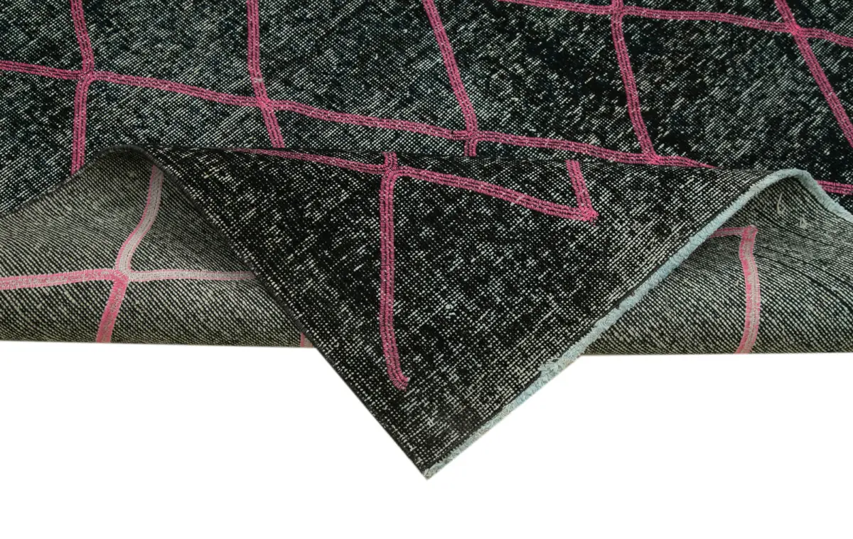 Modern Halı- Siyah Pamuk Üzerine Yün El Dokuma Halı-148x352 - Görsel 6