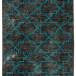 Modern Halı- Siyah Pamuk Üzerine Yün El Dokuma Halı-145x375