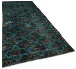 Modern Halı- Siyah Pamuk Üzerine Yün El Dokuma Halı-145x375 - Görsel 2