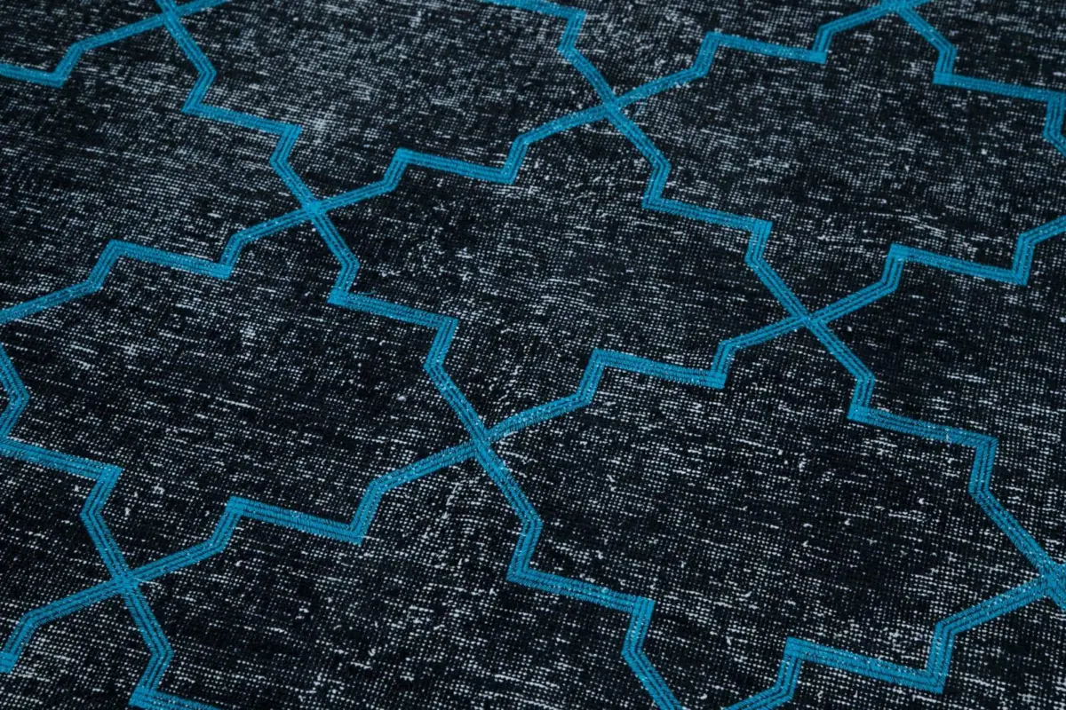 Modern Halı- Siyah Pamuk Üzerine Yün El Dokuma Halı-145x375 - Görsel 7