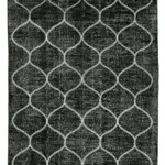 Modern Halı- Siyah Pamuk Üzerine Yün El Dokuma Halı-142x362