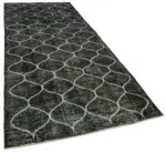 Modern Halı- Siyah Pamuk Üzerine Yün El Dokuma Halı-142x362 - Görsel 2