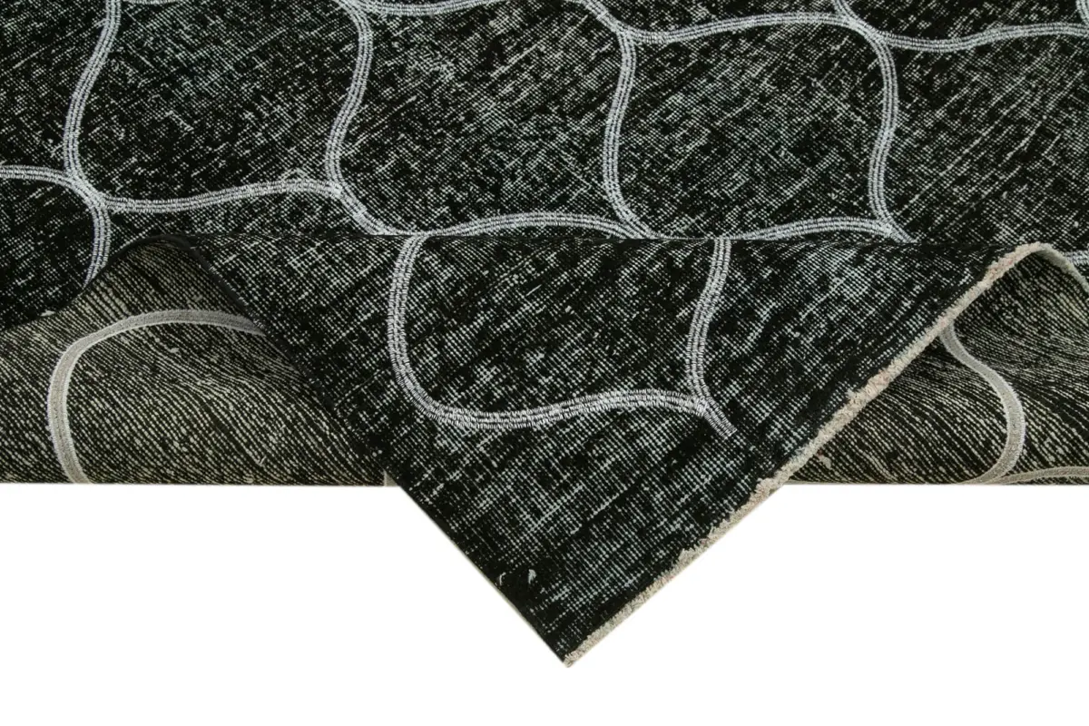 Modern Halı- Siyah Pamuk Üzerine Yün El Dokuma Halı-142x362 - Görsel 6