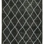 Modern Halı- Siyah Pamuk Üzerine Yün El Dokuma Halı-144x374