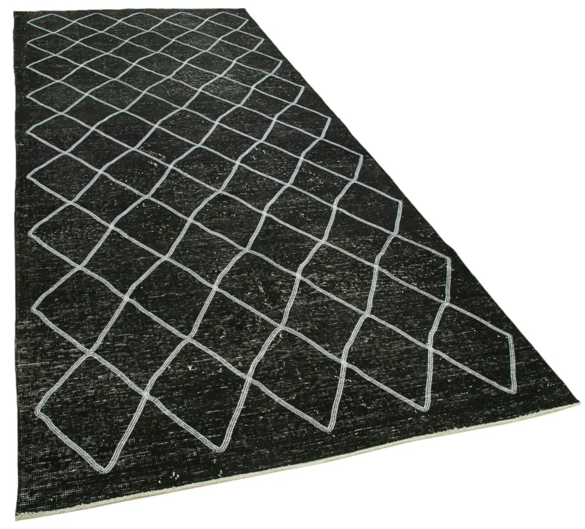 Modern Halı- Siyah Pamuk Üzerine Yün El Dokuma Halı-144x374 - Görsel 2