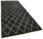 Modern Halı- Siyah Pamuk Üzerine Yün El Dokuma Halı-144x374 - Görsel 2