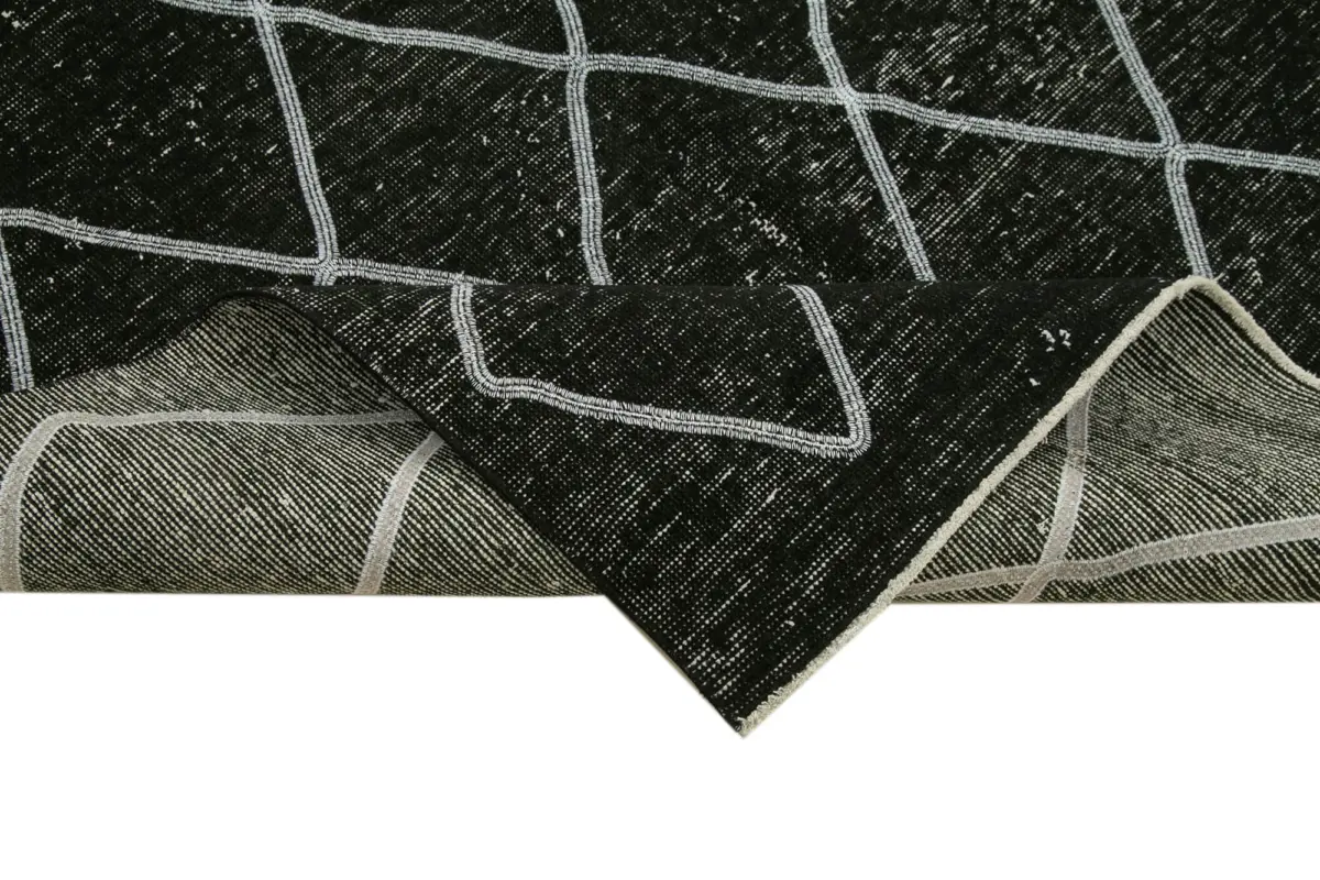 Modern Halı- Siyah Pamuk Üzerine Yün El Dokuma Halı-144x374 - Görsel 6