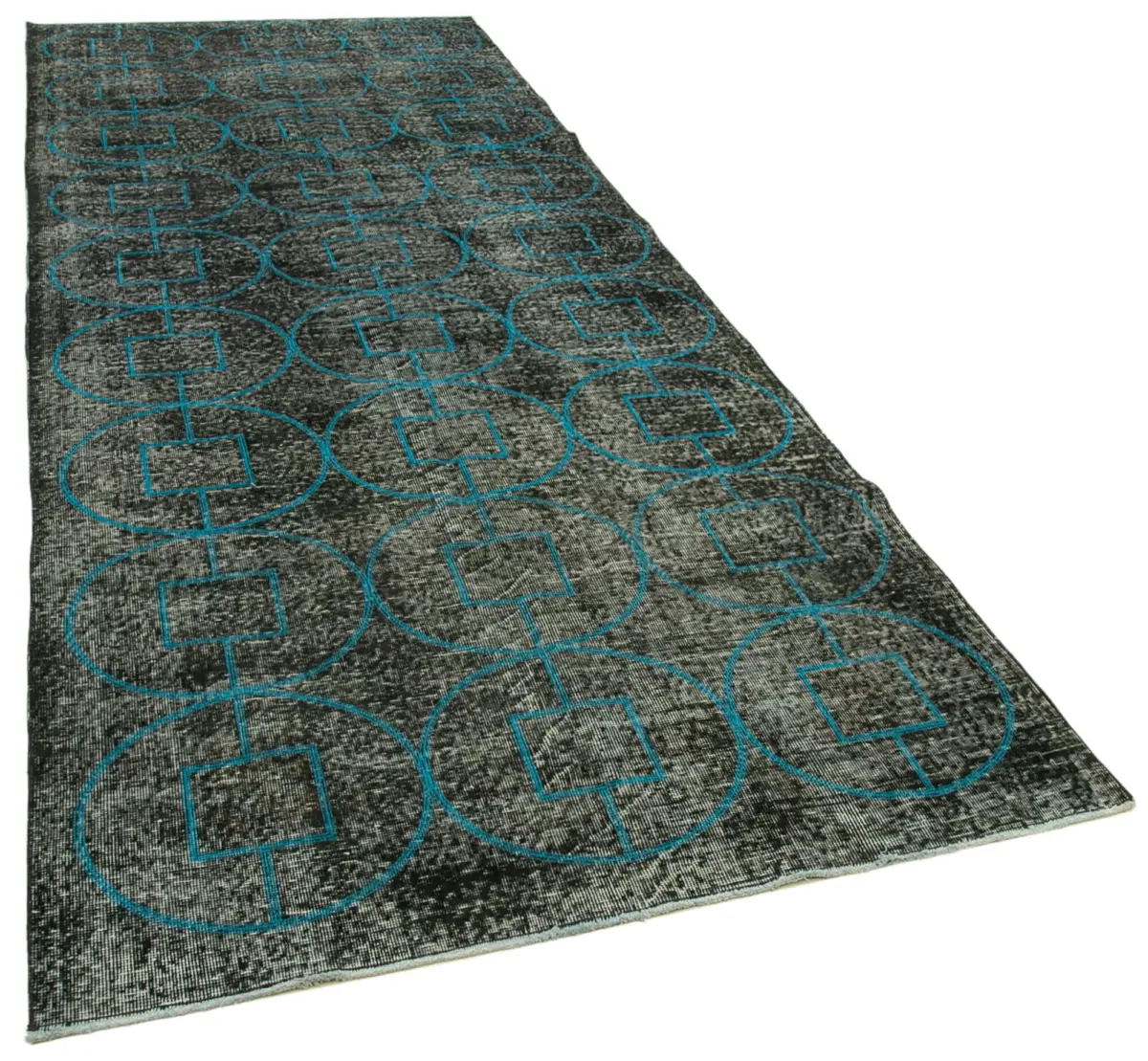 Modern Halı- Siyah Pamuk Üzerine Yün El Dokuma Halı-140x373 - Görsel 2