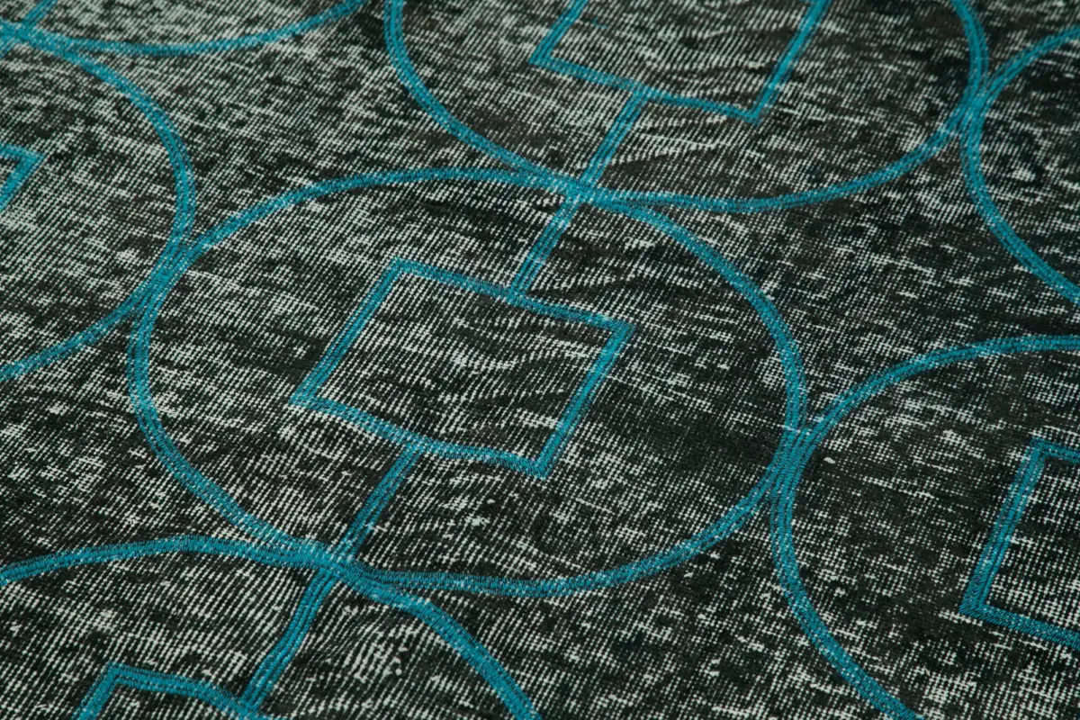 Modern Halı- Siyah Pamuk Üzerine Yün El Dokuma Halı-140x373 - Görsel 5