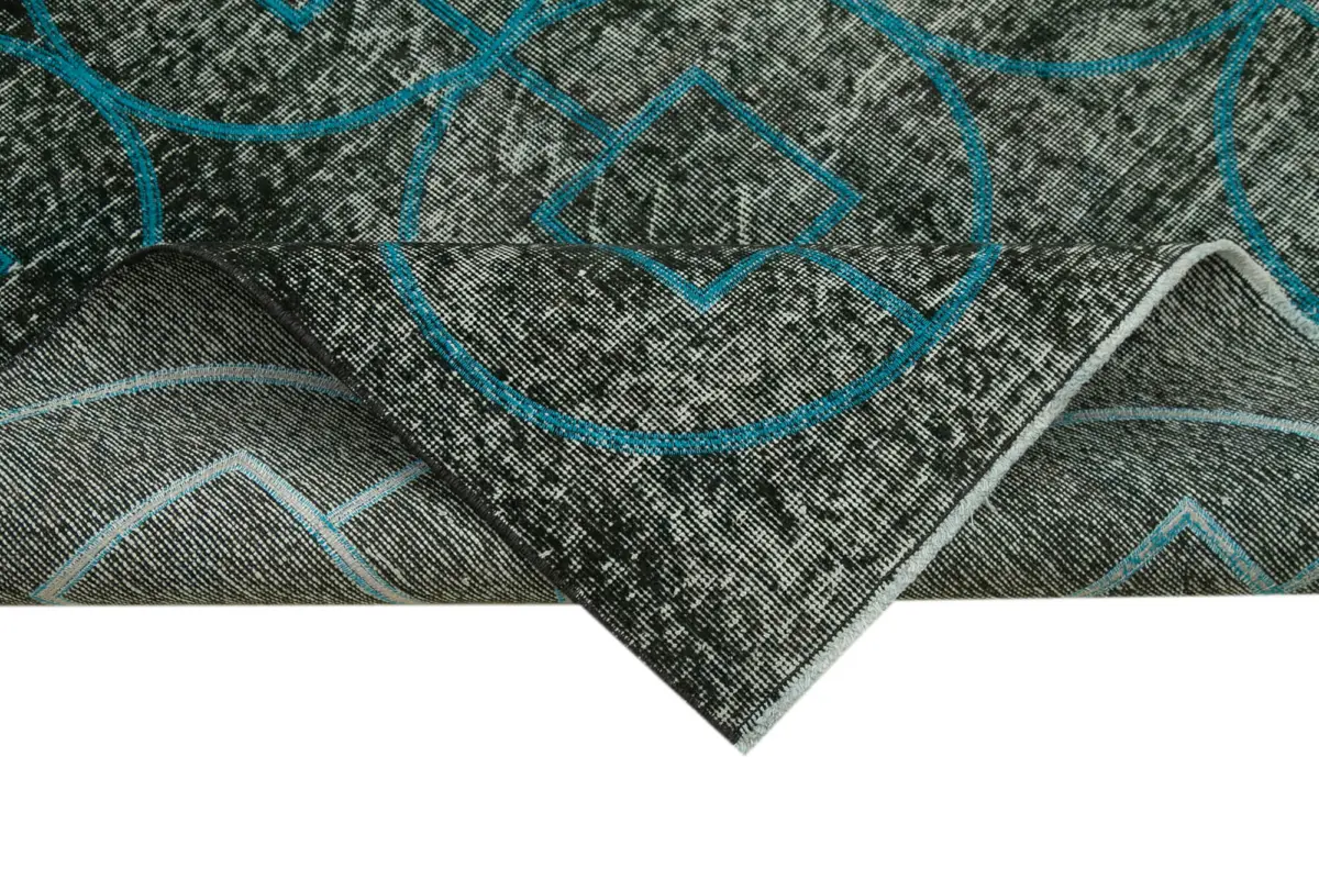 Modern Halı- Siyah Pamuk Üzerine Yün El Dokuma Halı-140x373 - Görsel 6