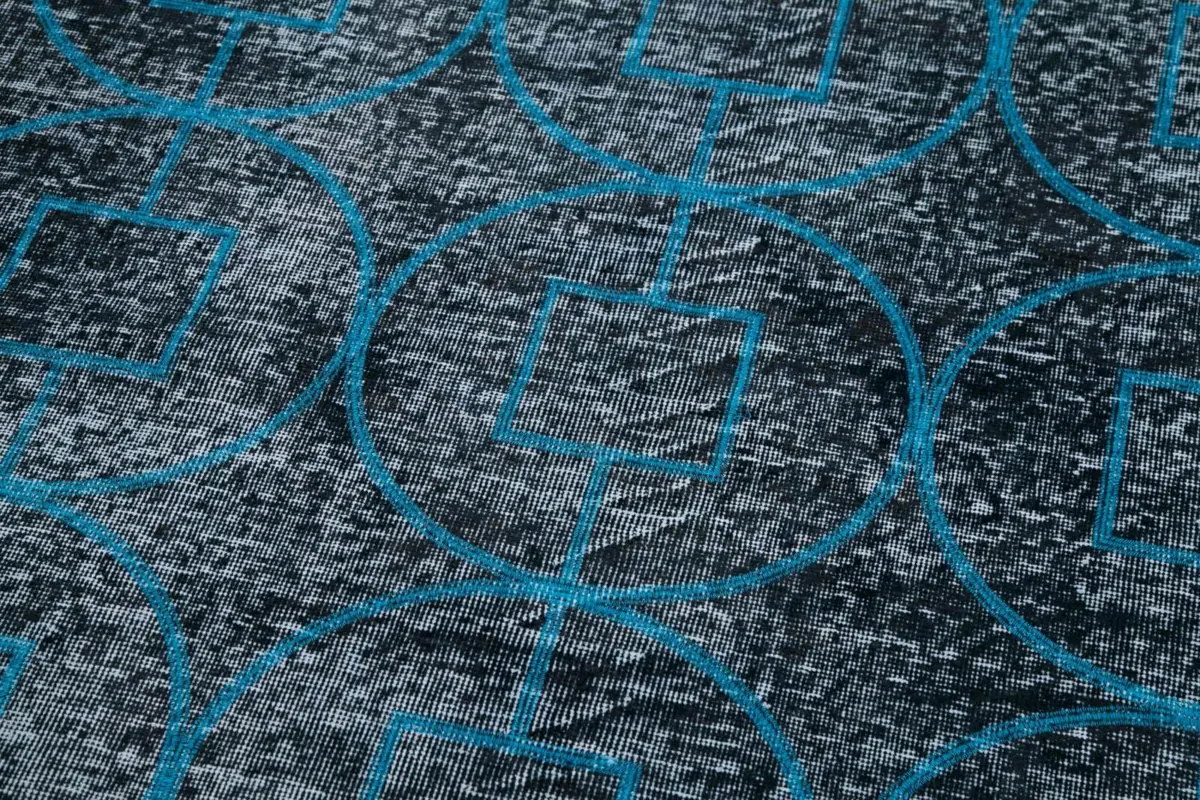 Modern Halı- Siyah Pamuk Üzerine Yün El Dokuma Halı-140x373 - Görsel 7