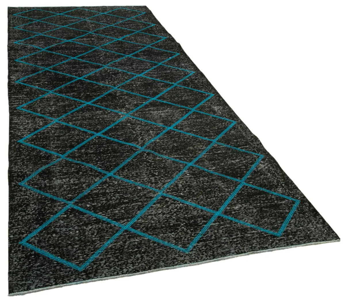 Modern Halı- Siyah Pamuk Üzerine Yün El Dokuma Halı-141x373 - Görsel 2