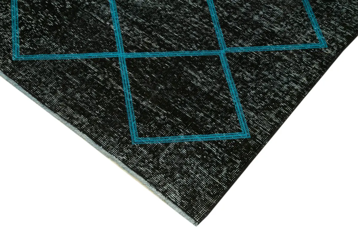 Modern Halı- Siyah Pamuk Üzerine Yün El Dokuma Halı-141x373 - Görsel 4