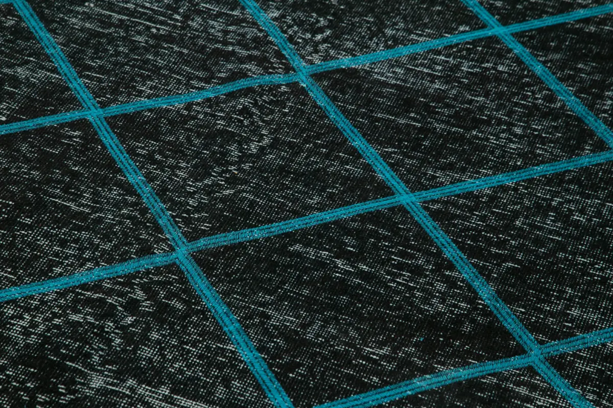 Modern Halı- Siyah Pamuk Üzerine Yün El Dokuma Halı-141x373 - Görsel 5