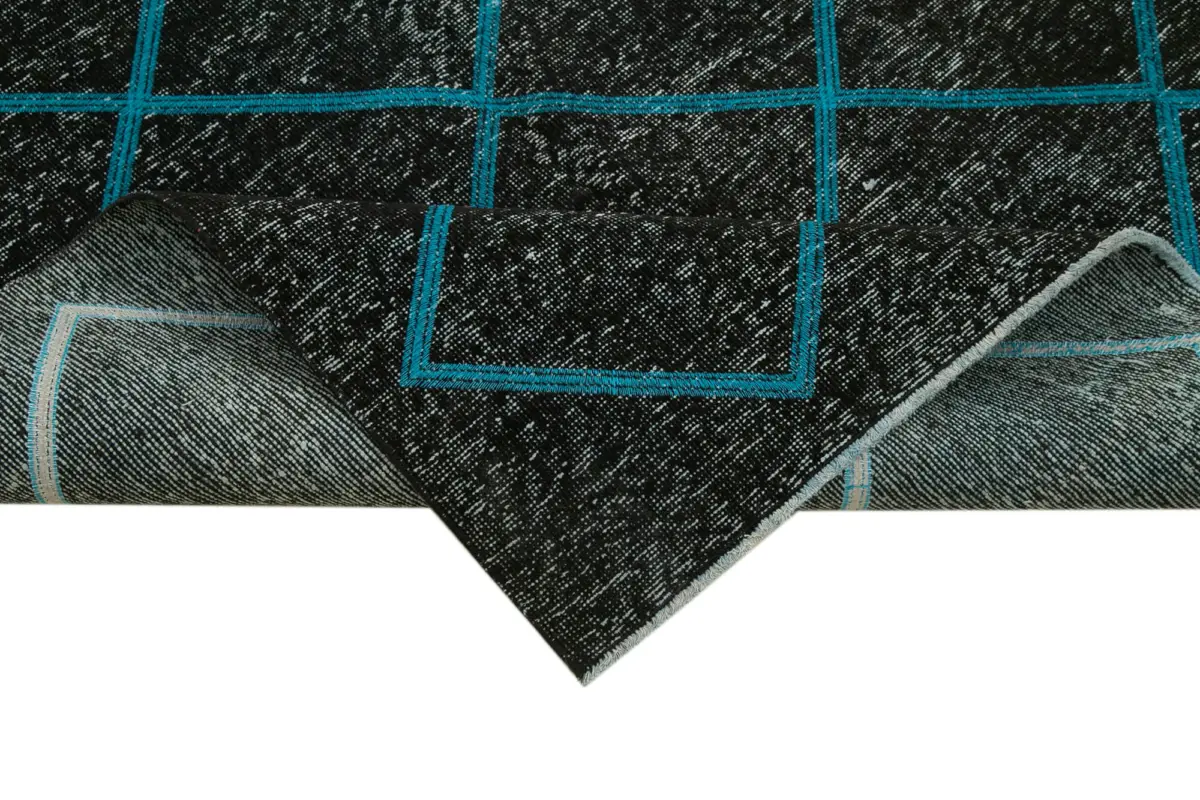 Modern Halı- Siyah Pamuk Üzerine Yün El Dokuma Halı-141x373 - Görsel 6