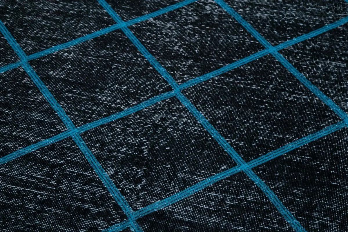 Modern Halı- Siyah Pamuk Üzerine Yün El Dokuma Halı-141x373 - Görsel 7