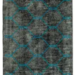 Modern Halı- Siyah Pamuk Üzerine Yün El Dokuma Halı-145x385