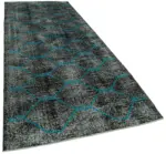 Modern Halı- Siyah Pamuk Üzerine Yün El Dokuma Halı-145x385 - Görsel 2