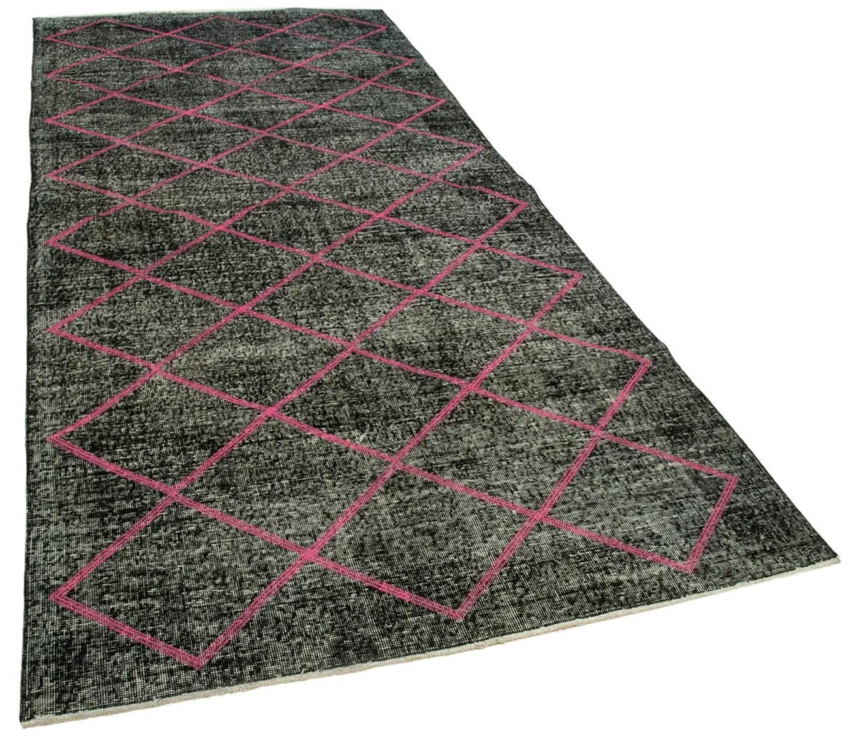 Modern Halı- Siyah Pamuk Üzerine Yün El Dokuma Halı-140x330 - Görsel 2